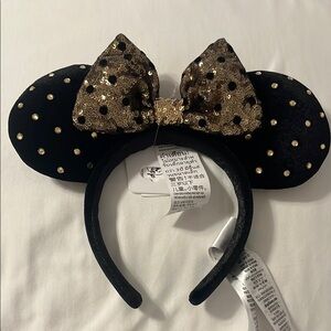 Disney Black and Gold Minnie Mouse Ears Headband